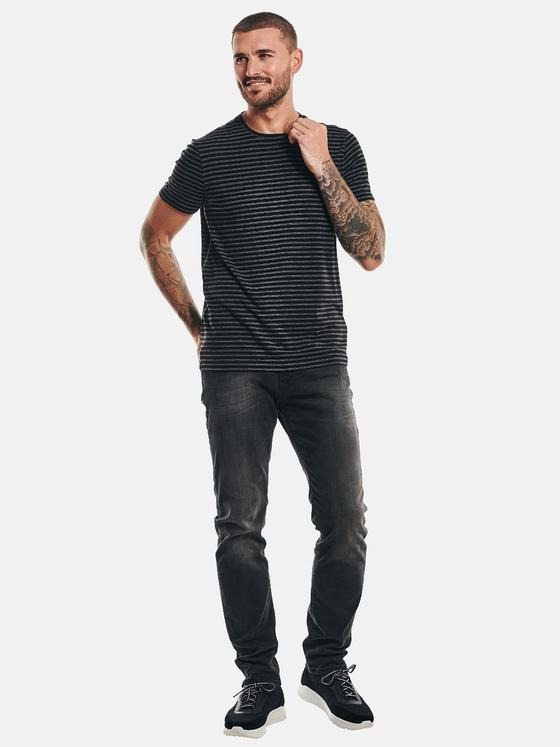emilio adani Herren T-Shirt gestreift Schwarz 32454