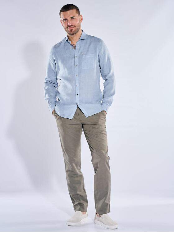 emilio adani Herren Modisches Leinen-Hemd Hellblau 40343