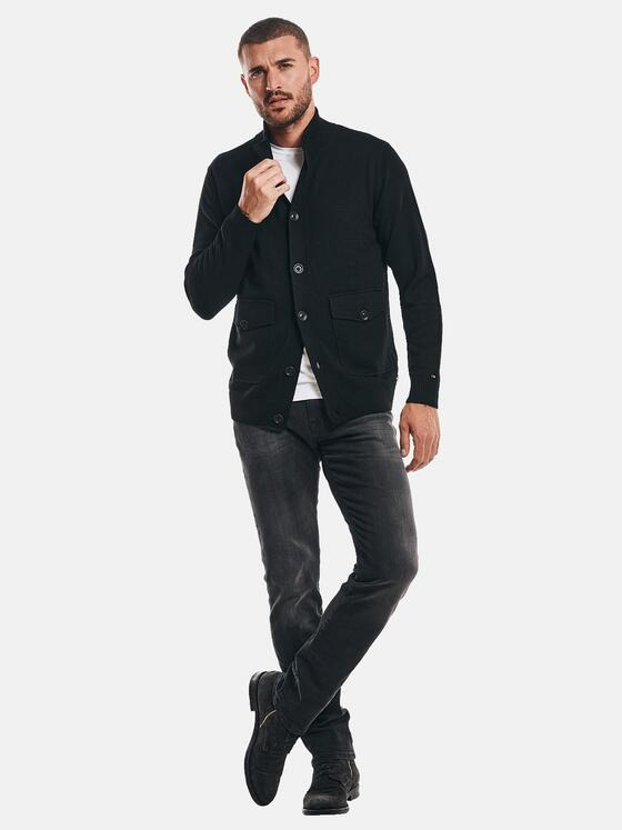emilio adani Herren Strickjacke aus Merino-Wolle Schwarz 32457