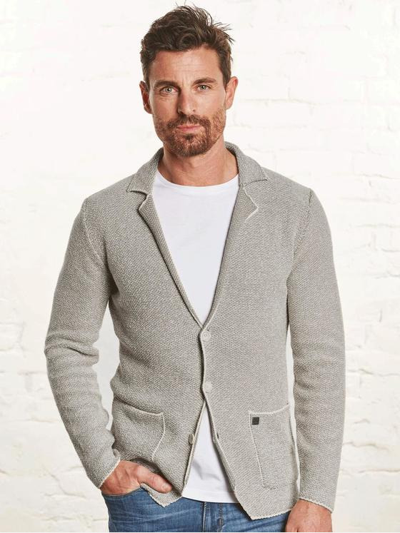 ENGBERS GERMANY Herren Strick-Sakko strukturiert Beige 32689