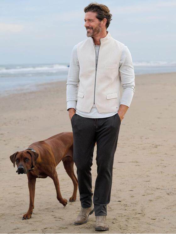 emilio adani Herren Sakko-Weste mit Zipper Naturweiss 39386