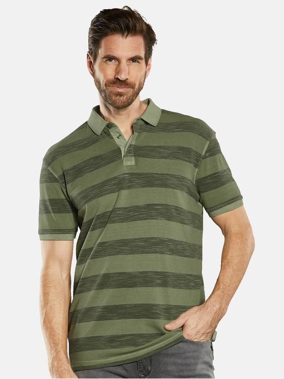 engbers Herren Polo-Shirt gestreift Grün 34823