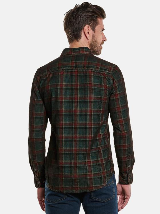 engbers Herren Cord-Hemd kariert Petrolgruen 33378
