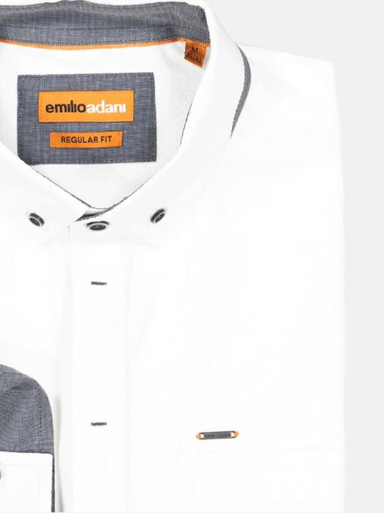 emilio adani Herren Langarm-Hemd uni Weiß 35777