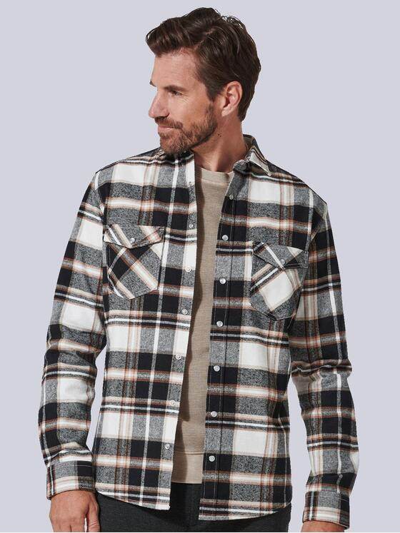 engbers Herren Langarm-Hemd kariert Schwarzbraun 35211