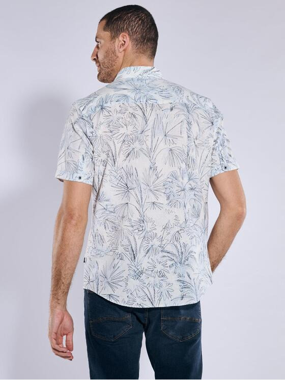 engbers Herren Kurzarm-Hemd mit Leinenanteil Blau 37099