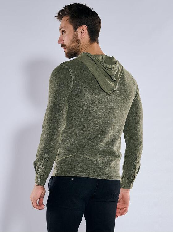 emilio adani Herren Langarm-Shirt mit Kapuze Grün 36805