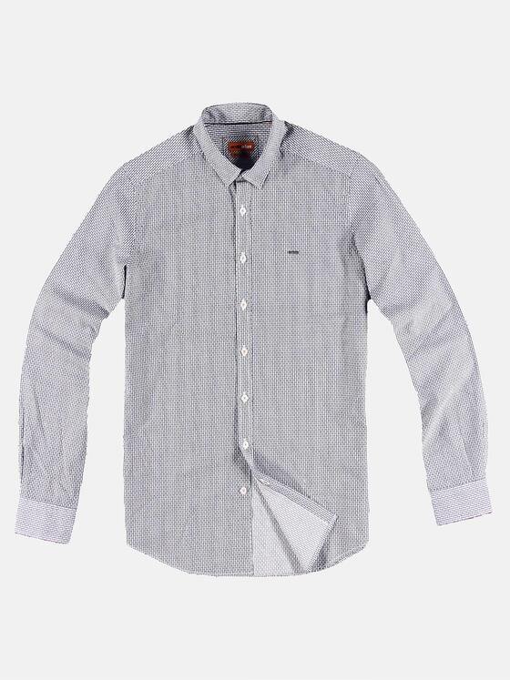 emilio adani Herren Printhemd mit feiner Struktur Blau 30323