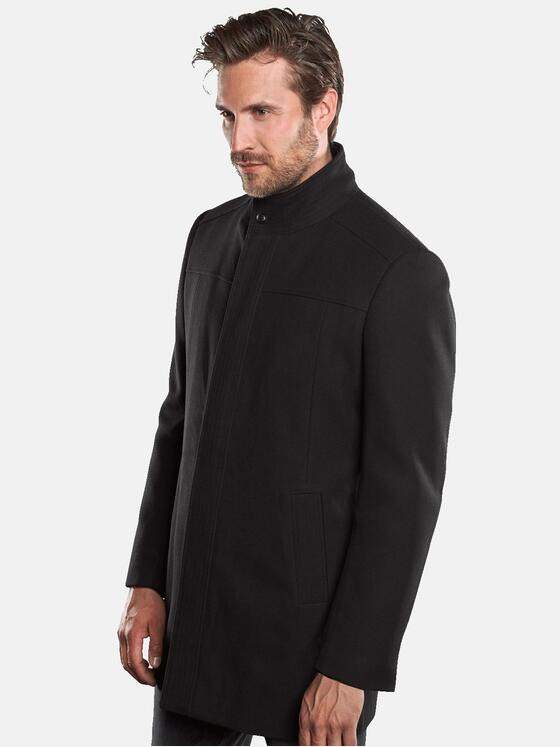emilio adani Herren Mantel mit verdeckter Knopfleiste Schwarz 30223
