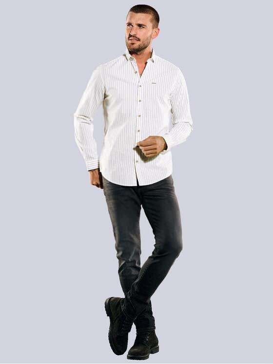emilio adani Herren Langarm-Hemd gestreift Beige 35214