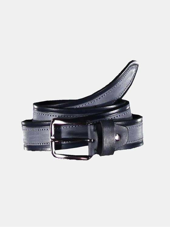 engbers Herren Sportiver Ledergürtel mit Ziernähten Dunkelgrau 31337