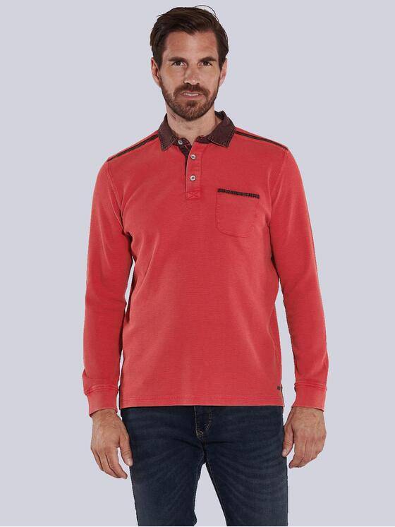 engbers Herren Langarm-Shirt mit Polo-Kragen Rot 36153