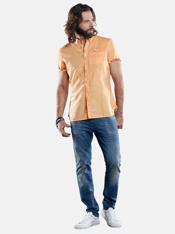 emilio adani Herren Kurzarmhemd mit floralen Kontraststoffdetails Orange 29770