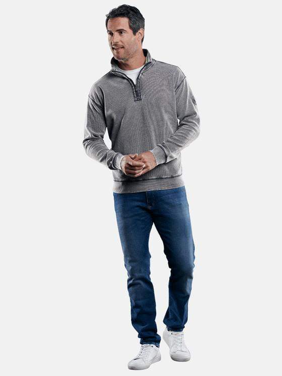 engbers Herren Sweatshirt mit modischer Waffelstruktur Silbergrau 29207