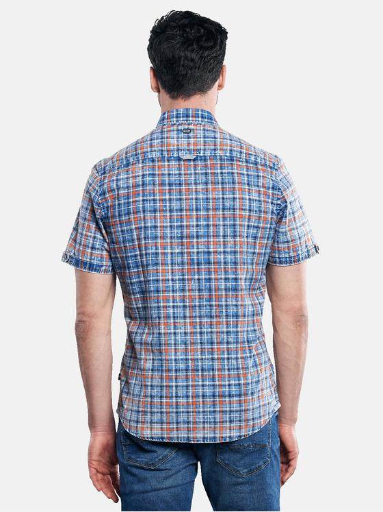 engbers Herren Halbarmhemd im Karodesign Blutorange 31043