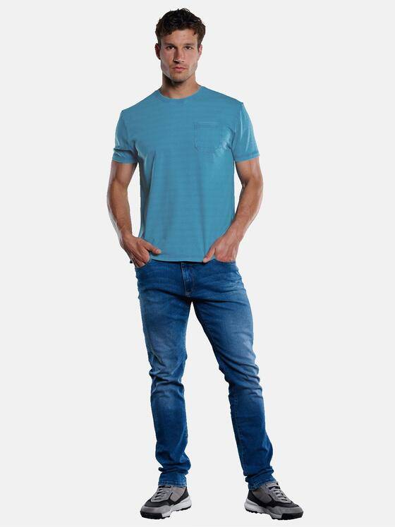 engbers Herren T-Shirt gestreift Petrolblau 33433