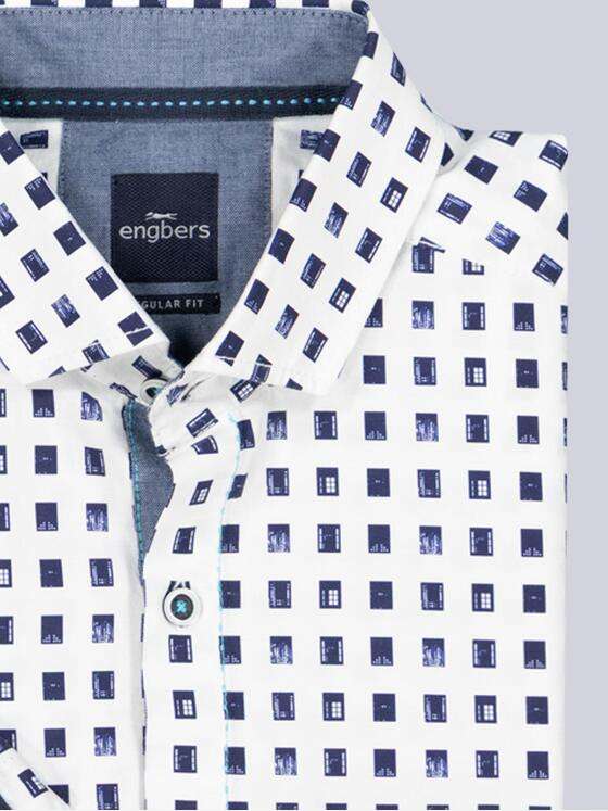 engbers Herren Kurzarm-Hemd gemustert Marineblau 38950