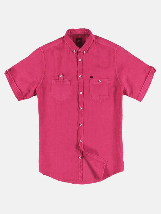 engbers Herren Kurzarm-Hemd aus Leinen Magenta 31742