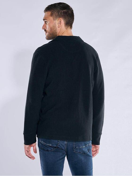 emilio adani Herren Polo-Shirt Langarm Schwarz 38323