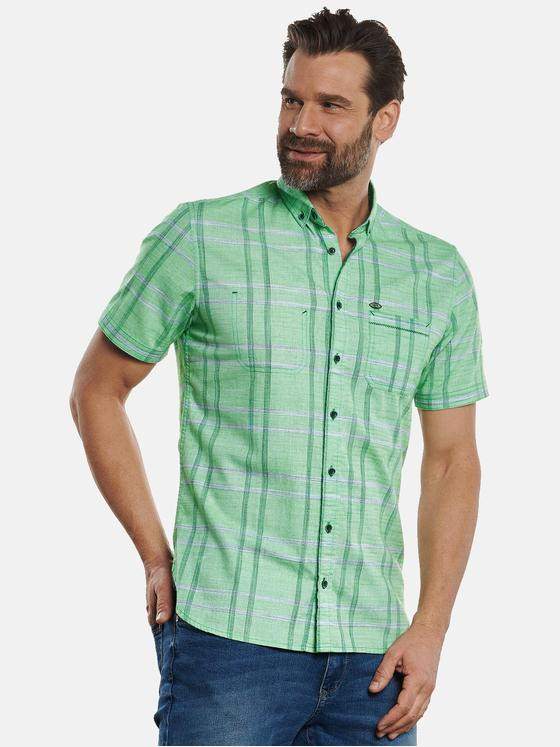 engbers Herren Kurzarm-Hemd kariert Gruen 32215