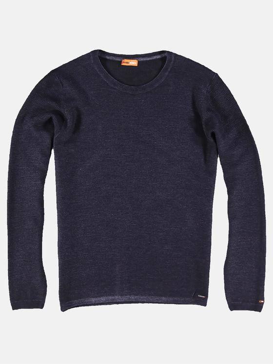 emilio adani Herren Rundhalspullover aus softem Garn mit feiner Struktur Blau 30427