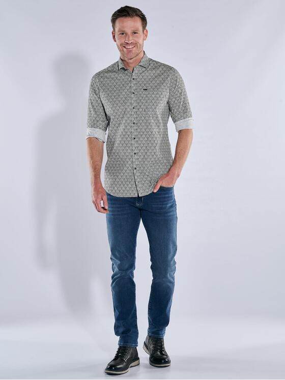 engbers Herren Langarm-Hemd gemustert Beige 39319