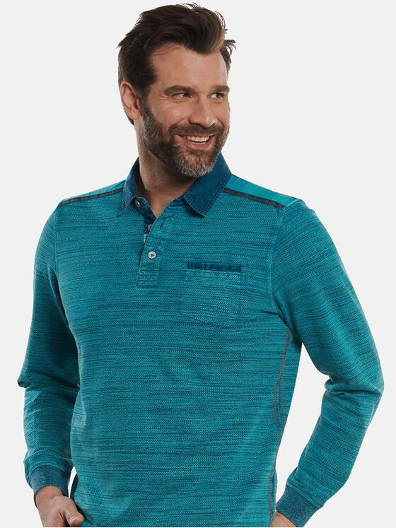 engbers Herren Polo-Shirt langarm Türkis 32706