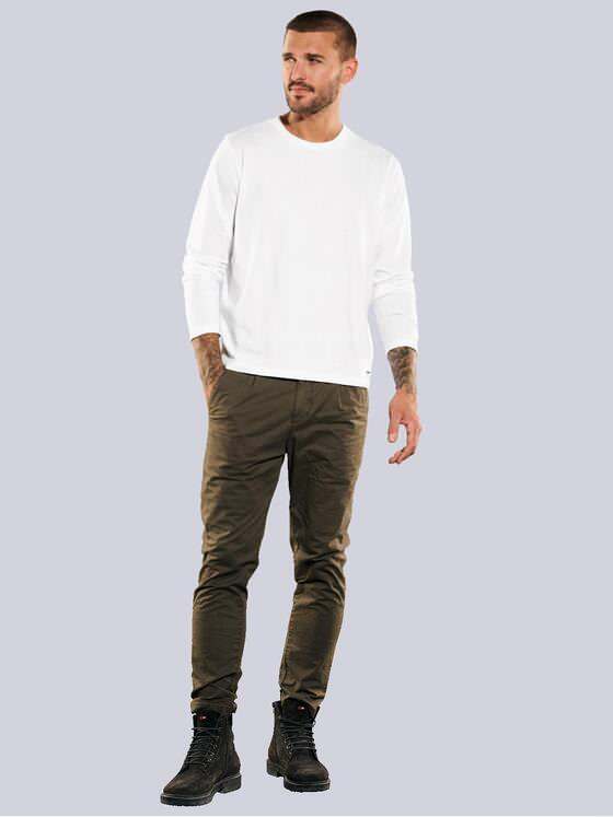 emilio adani Herren Langarm-Shirt uni Weiß 35627