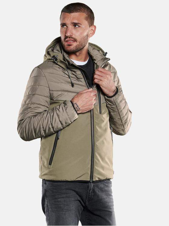 emilio adani Herren Steppjacke mit Materialmix Beige 33297