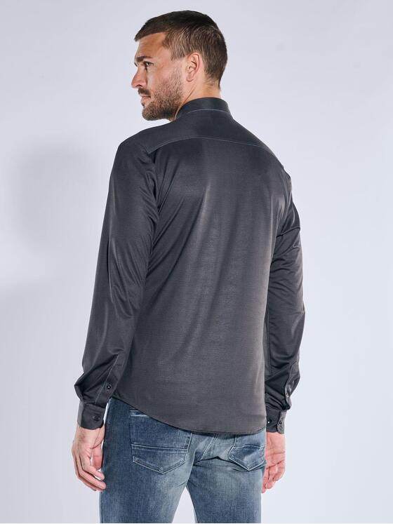 emilio adani Herren Langarm-Hemd gemustert Schwarz 39604