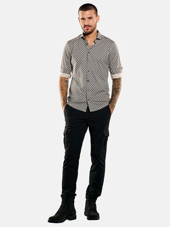 emilio adani Herren Langarm-Hemd gemustert Beige 35317