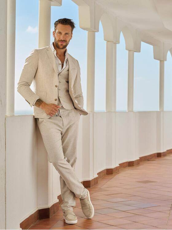 emilio adani Herren Anzug-Sakko slim fit Beige 36961