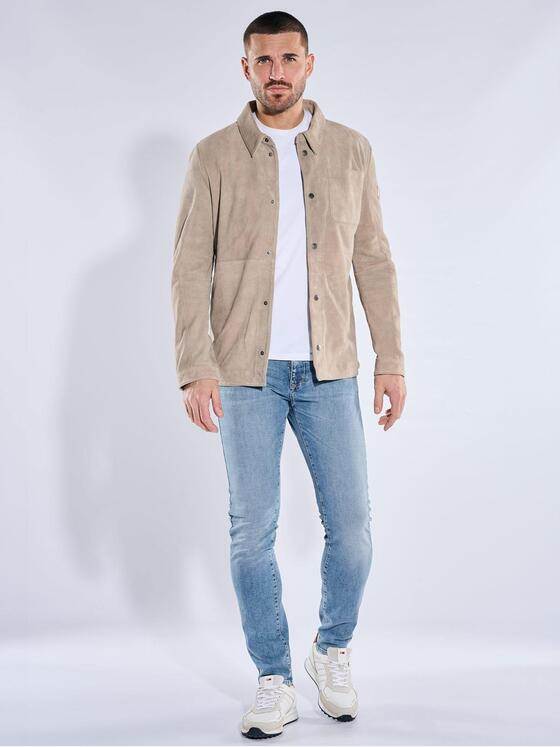 emilio adani Herren Lederjacke Beige 40401