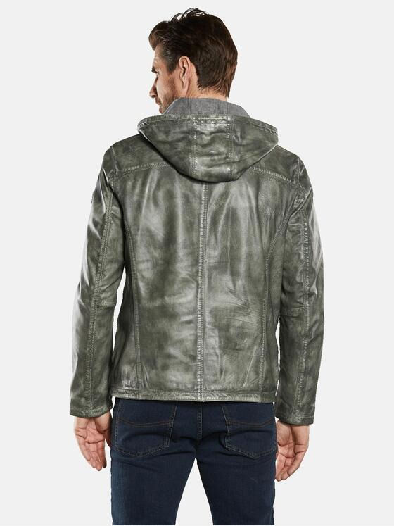 engbers Herren Lederjacke mit abnehmbarer Kapuze Grün 34494