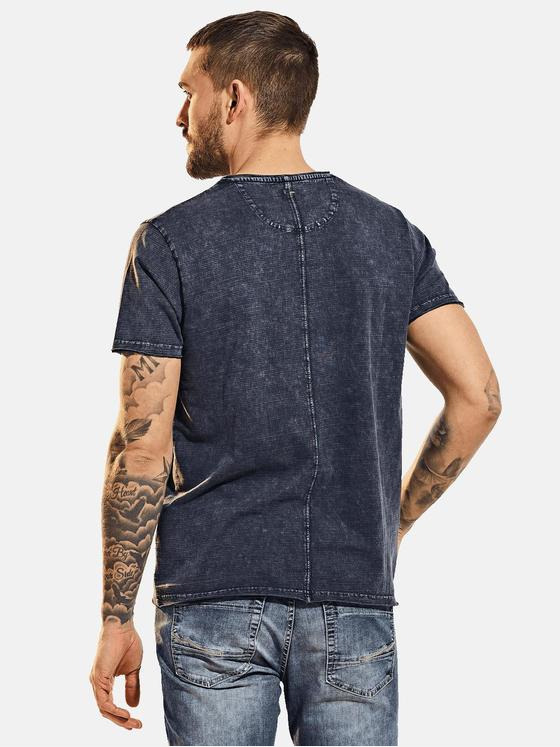 emilio adani Herren T-Shirt V-Neck strukturiert Blau 31570