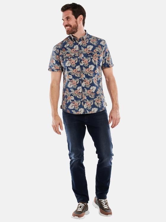engbers Herren Kurzarm-Hemd gemustert Indigoblau 34764