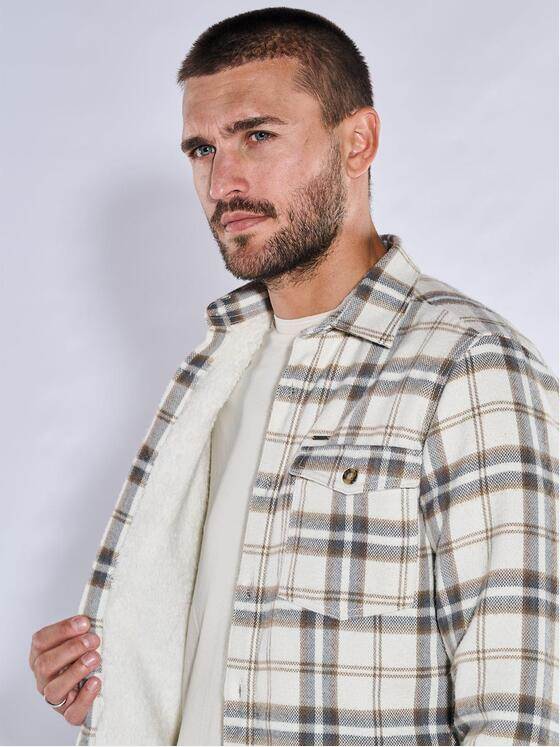 emilio adani Herren Overshirt kariert Beige 37244