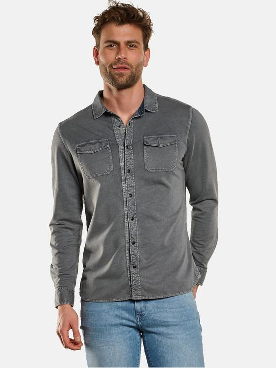 engbers Herren Polo-Shirt langarm Dunkelgrau 33034