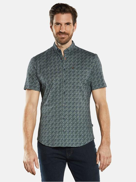 engbers Herren Kurzarm-Hemd gemustert Gruen 34670