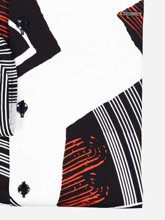 emilio adani Herren Langarm-Hemd gemustert Rot 38003