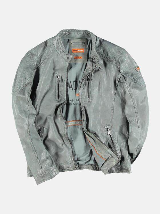 emilio adani Herren Bikerlederjacke Grau 30651