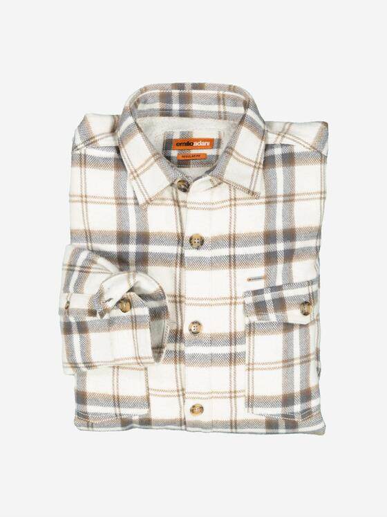 emilio adani Herren Overshirt kariert Beige 37244
