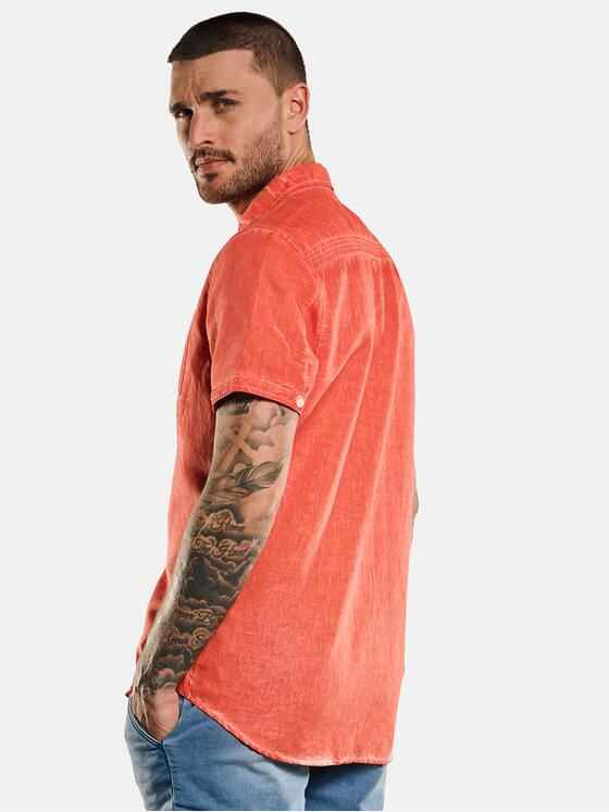 emilio adani Herren Kurzarm-Hemd mit Leinenanteil Rot 32999