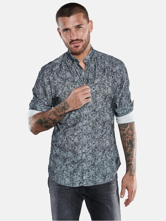 emilio adani Herren Langarm-Hemd aus Cord Grau 33695