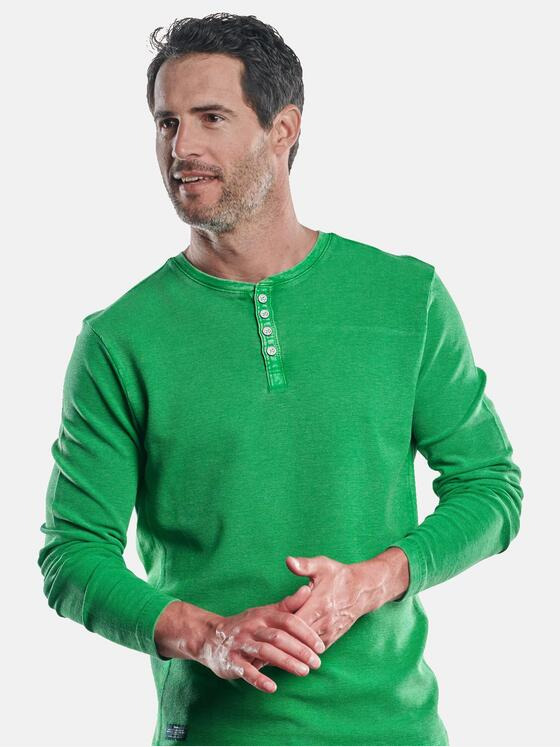 engbers Herren Strukturiertes Henley Shirt Grasgruen 30280