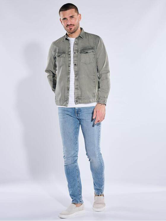 emilio adani Herren Overshirt mit besonderer Waschung Oliv 40333