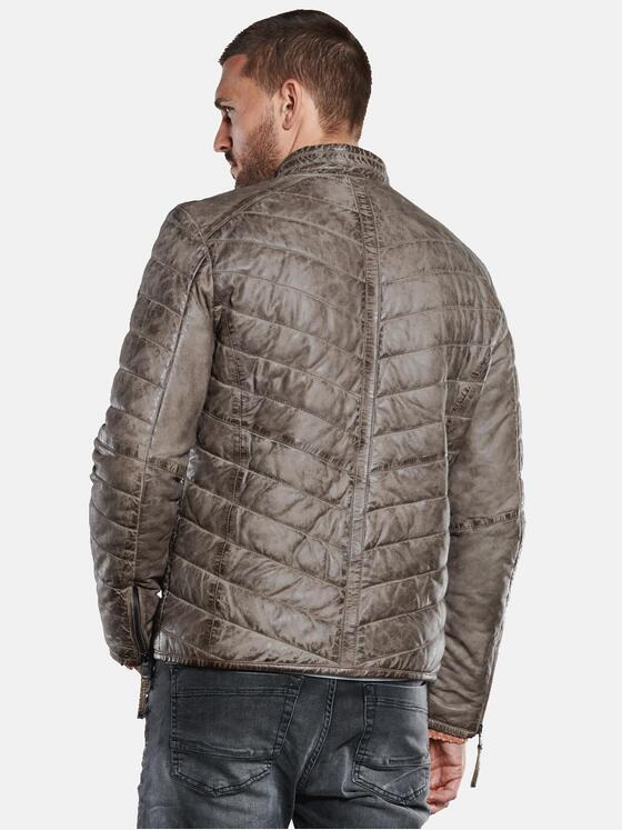 emilio adani Herren Lederjacke mit Steppung Braun 33525