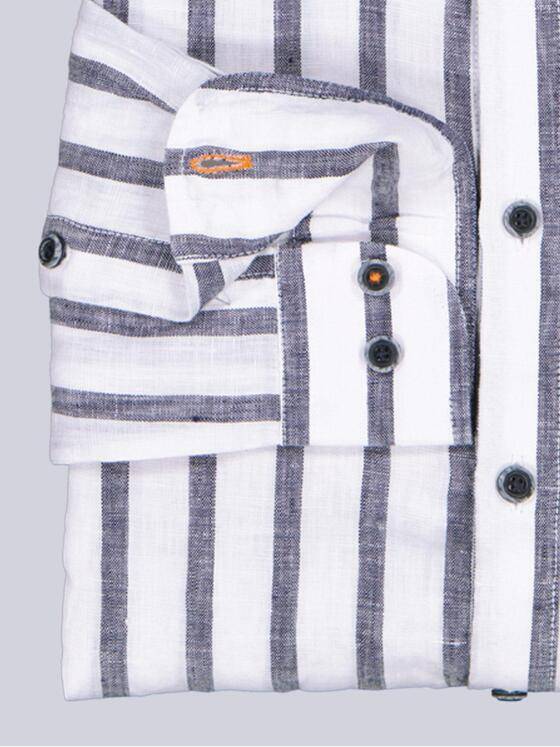 emilio adani Herren Leinen-Hemd mit Streifenmuster Brilliantblau 40341