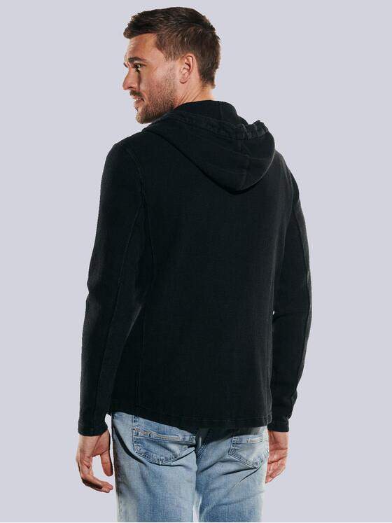 emilio adani Herren Sweatjacke mit Kapuze Schwarz 35237
