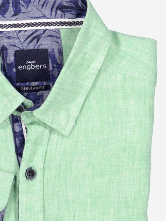 engbers Herren Kurzarm-Hemd aus Leinen Gruen 36629